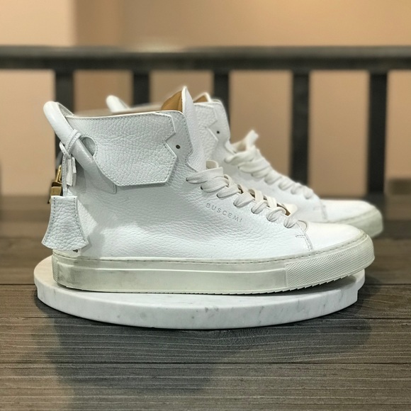 Men’s BUSCEMI 125MM High Top Luxury Sneakers White - Picture 3 of 8